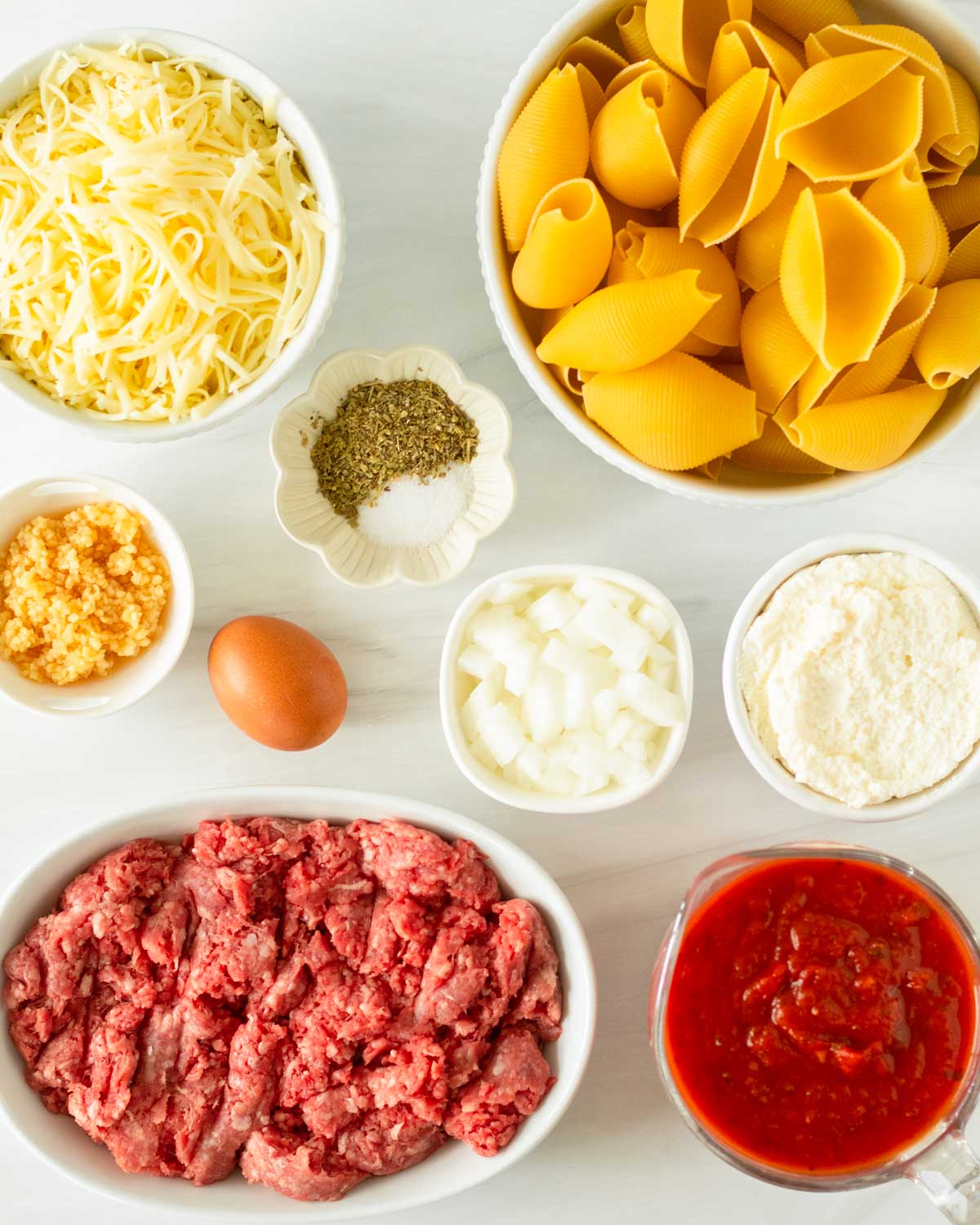 Ingredients for Lasagna Stuffed Shells