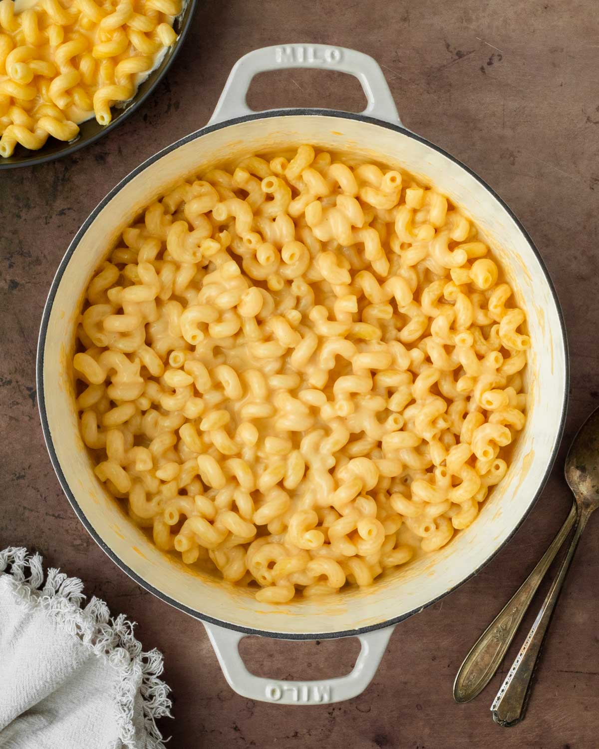 This creamy one-pot stovetop macaroni and cheese recipe is a delicious three-cheese macaroni and cheese perfect for an easy dinner recipe and great as a holiday side dish.