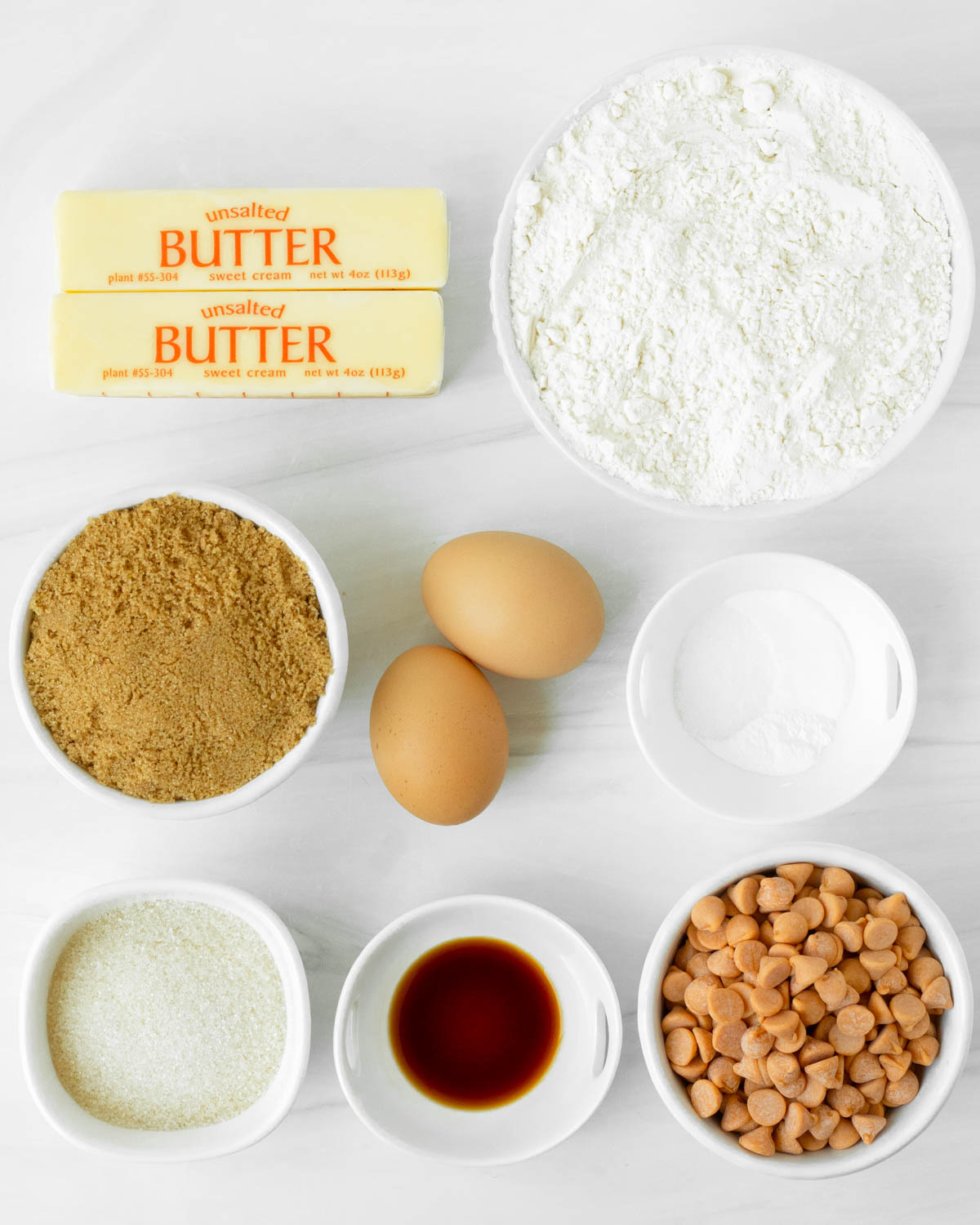 Ingredients for Chewy Butterscotch Chip Cookies