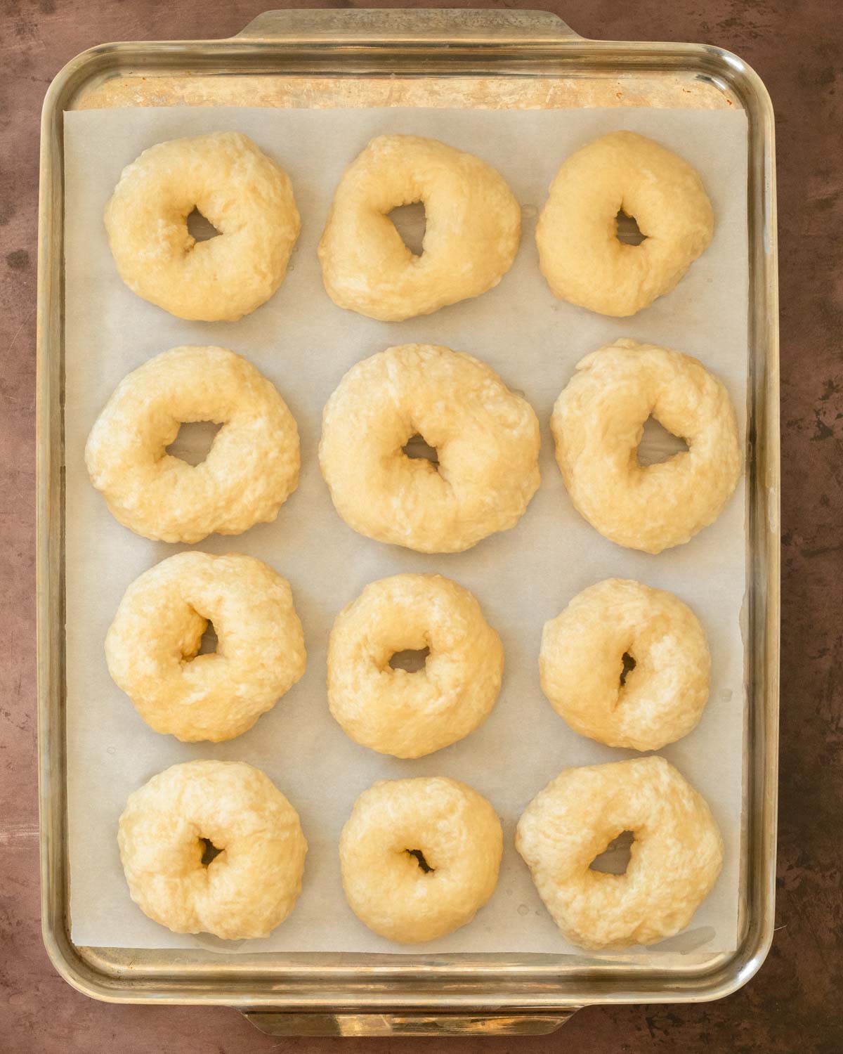 Step 3. Shape the dough into bagels and boil in water